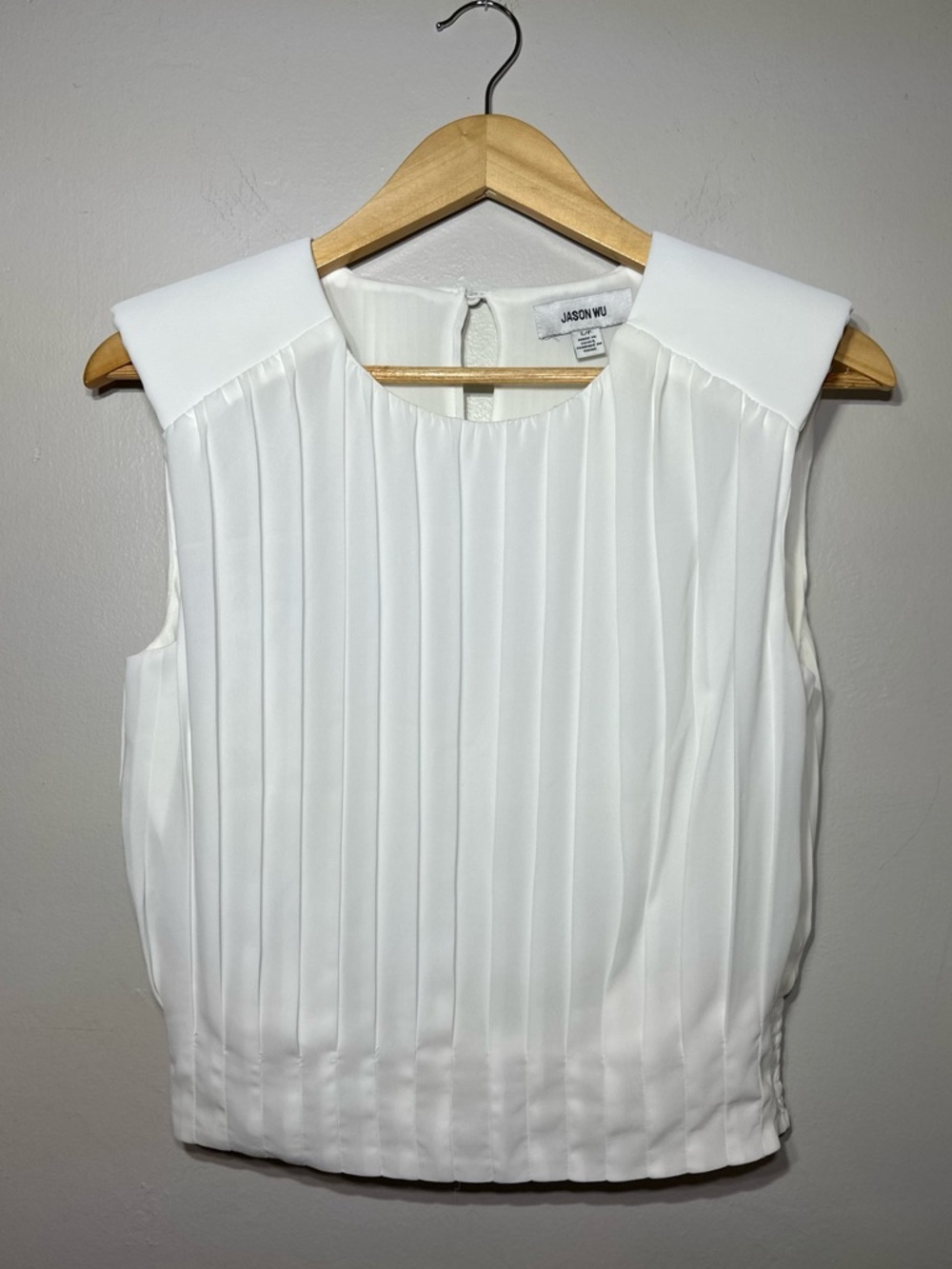 Jason Wu White Pleated Sleeveless Cropped Tank Top size Small #chic